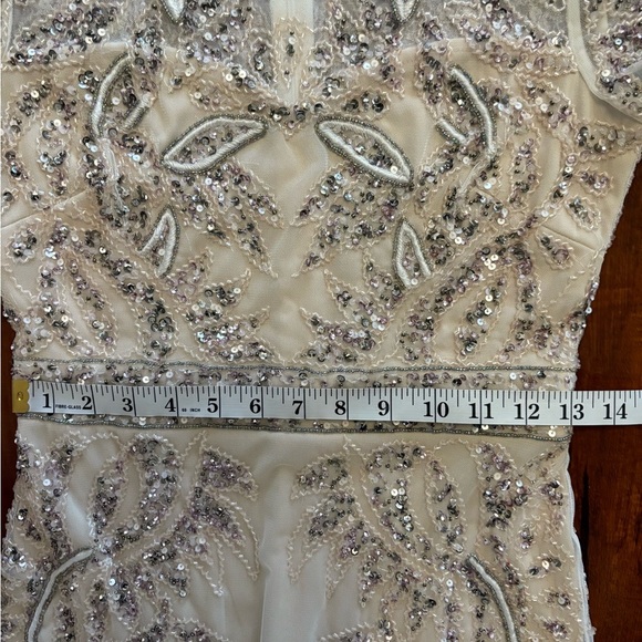 adrianna papell Embellished Mesh Sequin Cocktail wedding Formal Gown dress 2 NWT - Picture 15 of 16